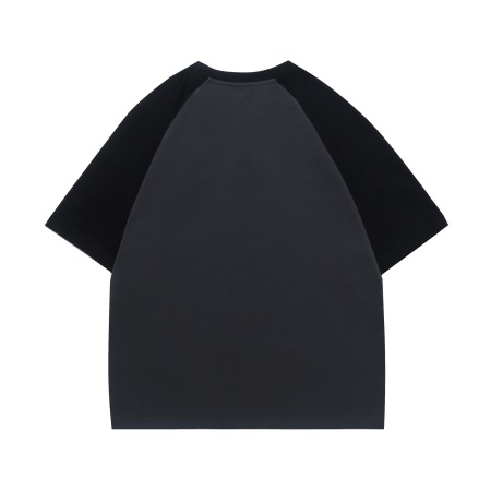Contrast color trendy cotton round neck short sleeve T-shirt 2