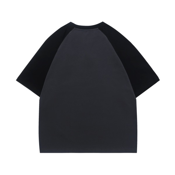 Contrast color trendy cotton round neck short sleeve T-shirt 2