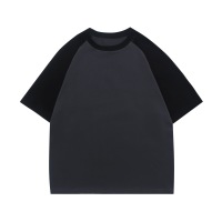 Contrast color trendy cotton round neck short sleeve T-shirt 2
