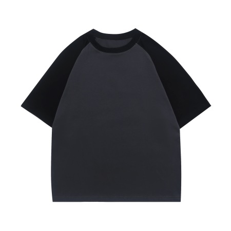Contrast color trendy cotton round neck short sleeve T-shirt 2