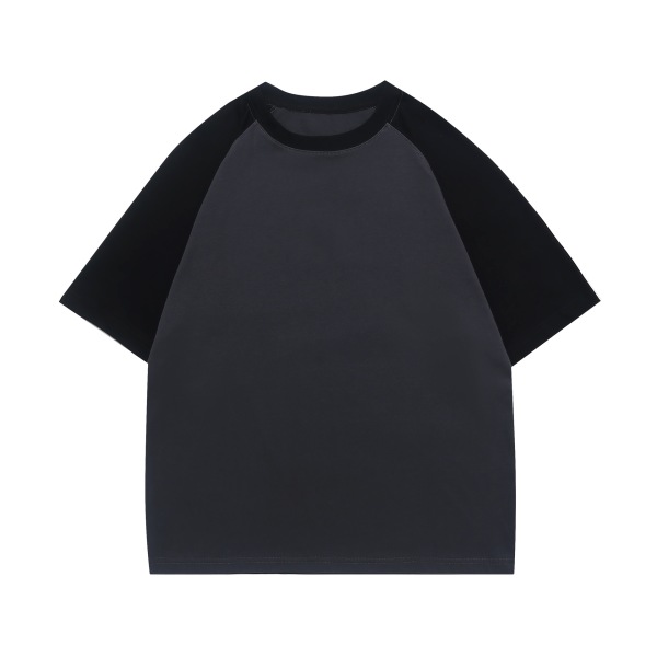 Contrast color trendy cotton round neck short sleeve T-shirt 2