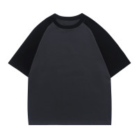 Contrast color trendy cotton round neck short sleeve T-shirt 2