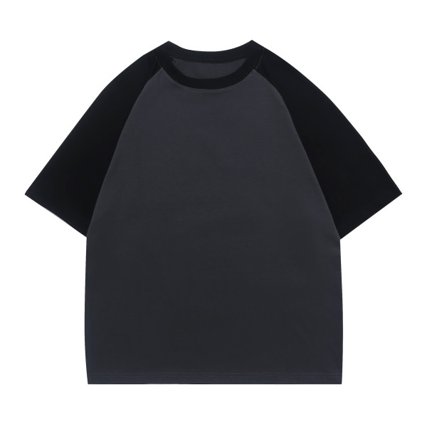 Contrast color trendy cotton round neck short sleeve T-shirt 2