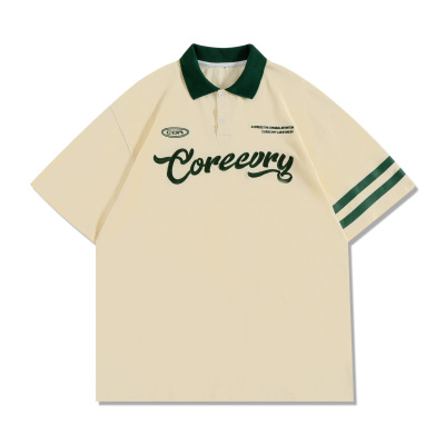 Lapel short-sleeved T-shirt Hong Kong style loose short-sleeved POLO 3