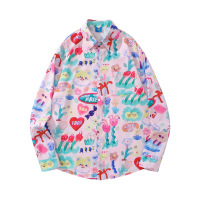 Long-sleeved shirt beach holiday style loose casual floral shirt 27