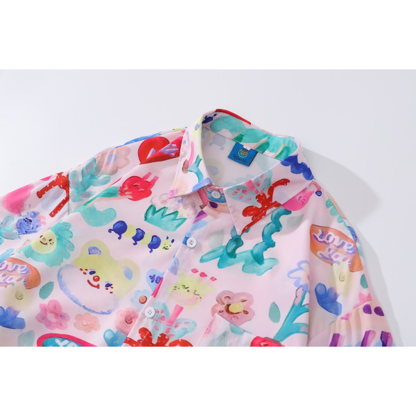 Long-sleeved shirt beach holiday style loose casual floral shirt 27