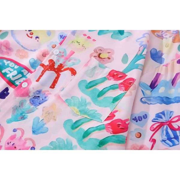 Long-sleeved shirt beach holiday style loose casual floral shirt 27