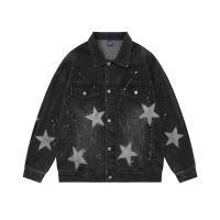 Multi-pocket lapel denim work jacket trendy loose coat 23