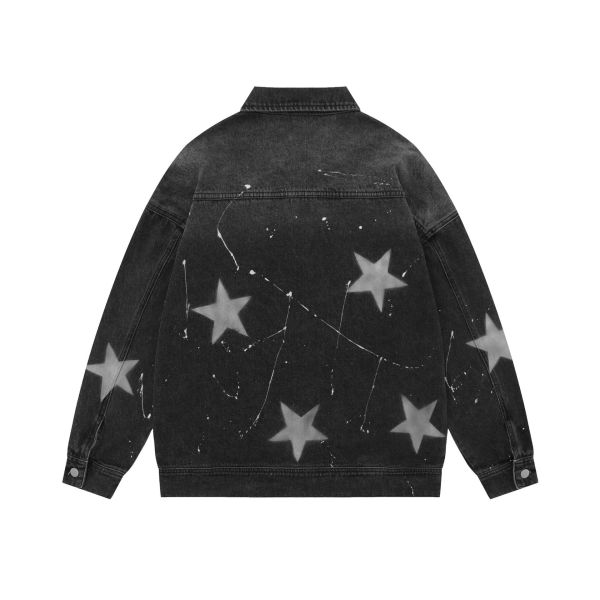 Multi-pocket lapel denim work jacket trendy loose coat 23