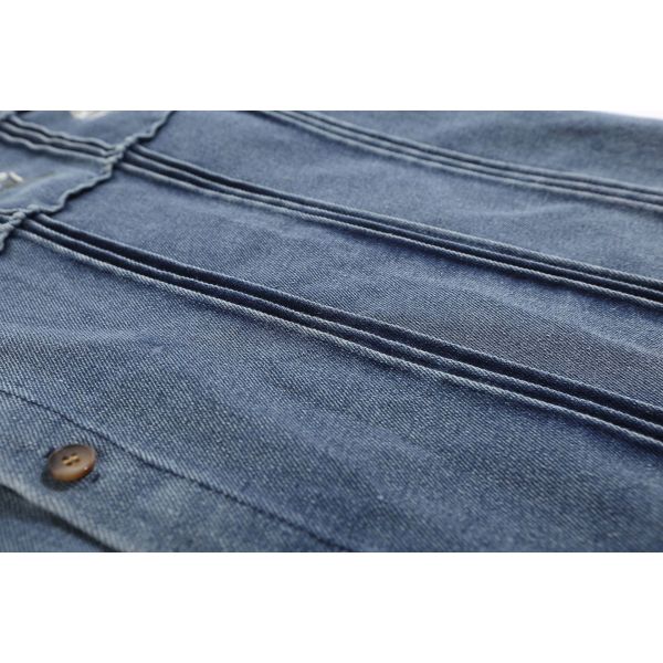 Plaid denim long-sleeved shirt loose casual shirt 21