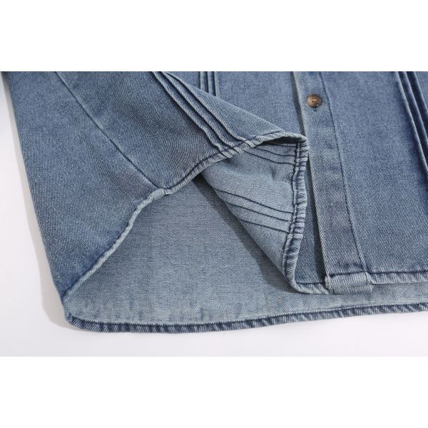 Plaid denim long-sleeved shirt loose casual shirt 21