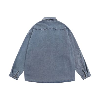 Plaid denim long-sleeved shirt loose casual shirt 21