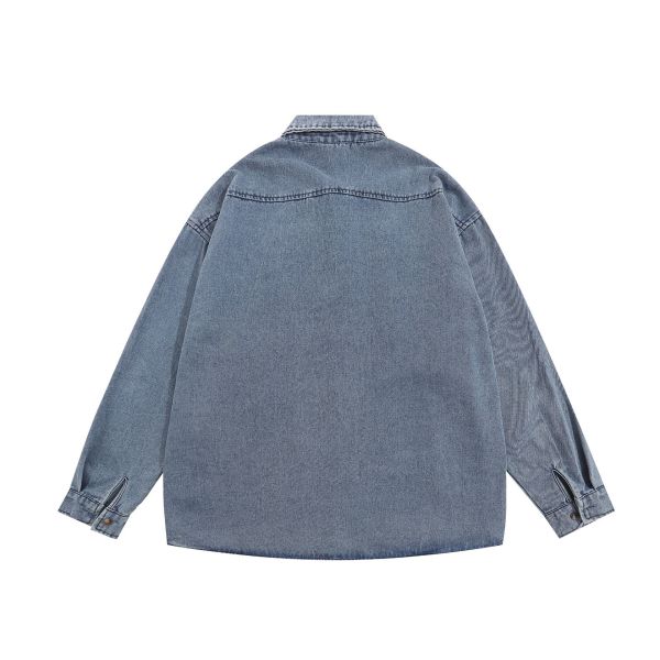 Plaid denim long-sleeved shirt loose casual shirt 21