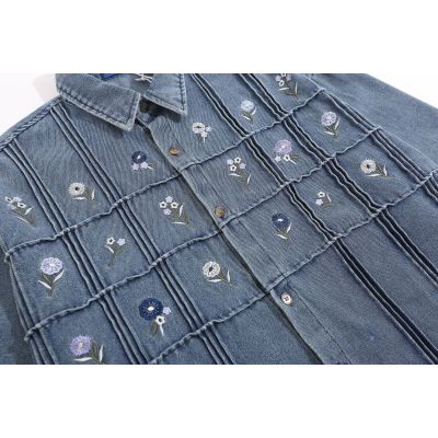 Plaid denim long-sleeved shirt loose casual shirt 21