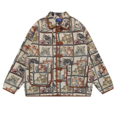 Men's autumn vintage design loose coat tops 20