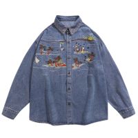Embroidered denim long-sleeved shirt 19