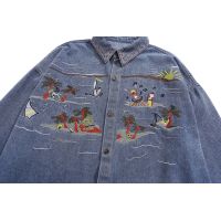 Embroidered denim long-sleeved shirt 19