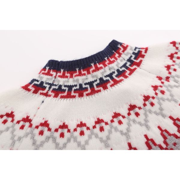 Jacquard Crew Neck Cardigan Knit Sweater Jacket 15