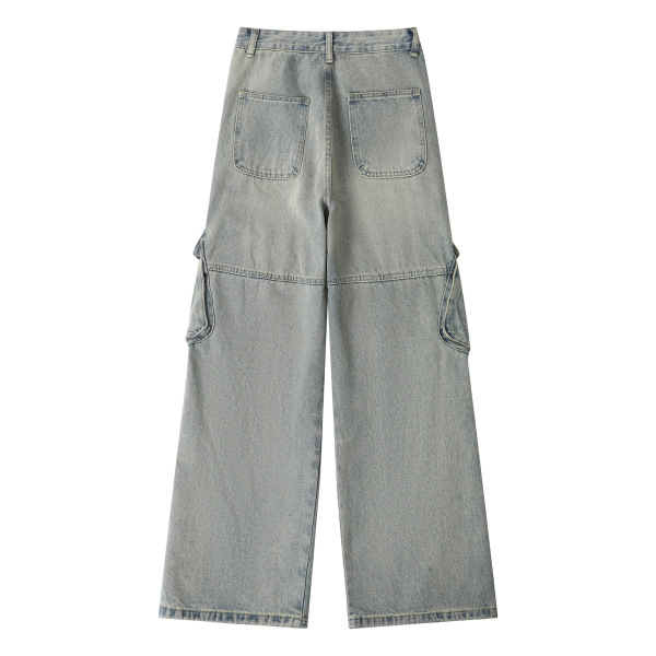 Denim trousers distressed wide-leg pants loose overalls 41