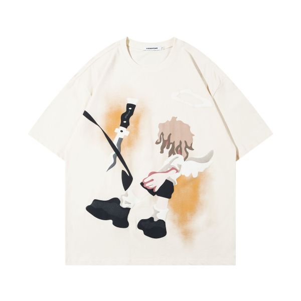 Short-sleeved T-shirt Angel Little Boy Foam Print Top 58